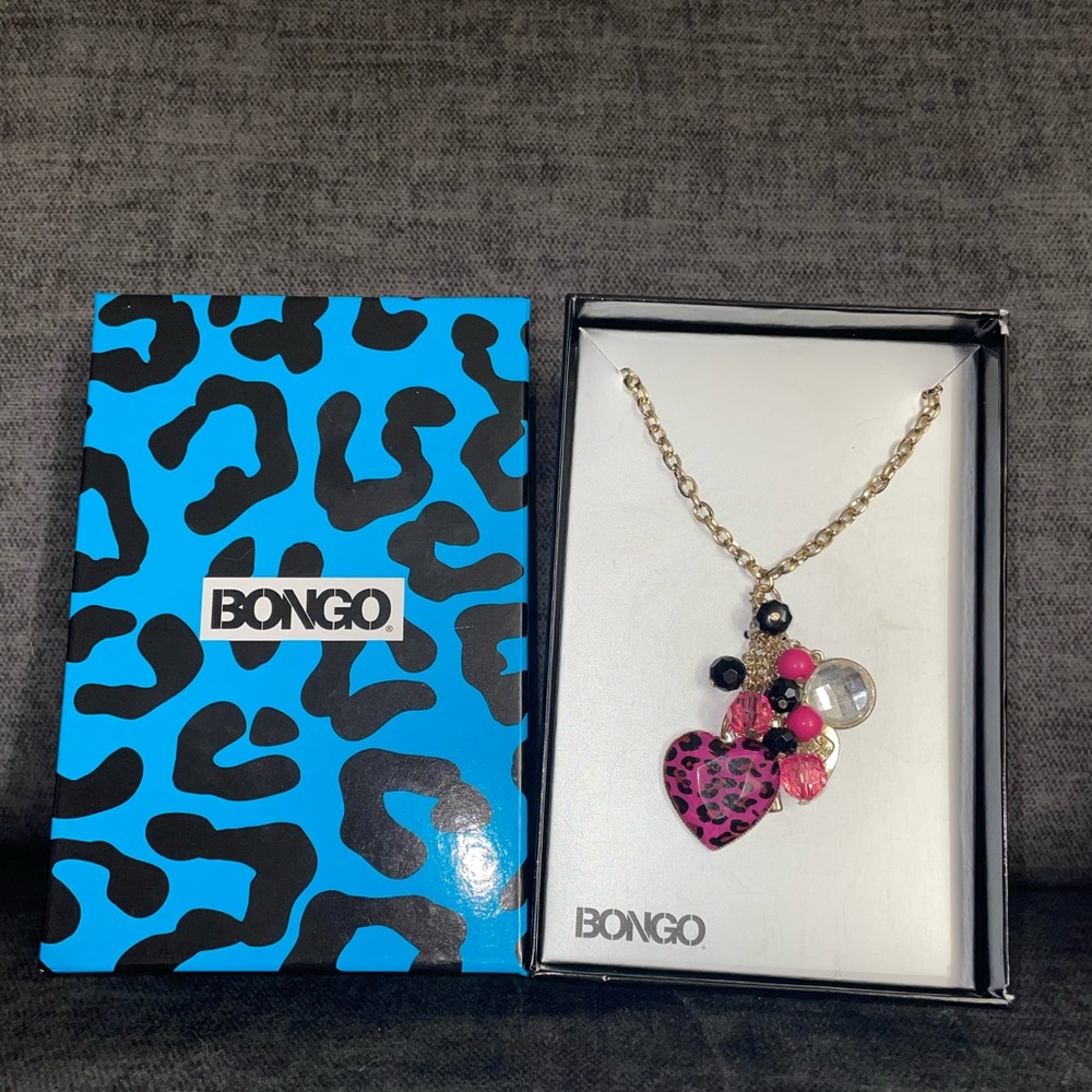 heart cheetah print necklace